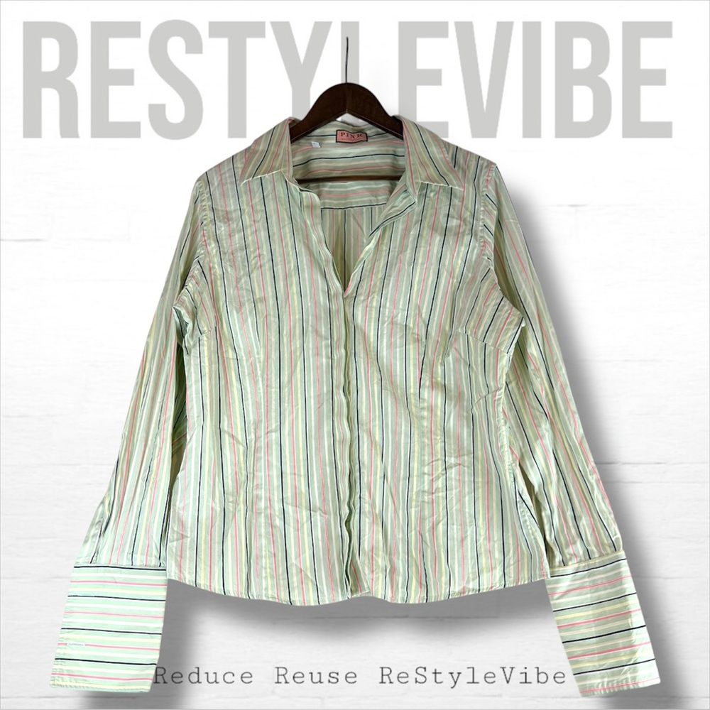 PINK BY THOMAS PINK Women’s Size 18 Shirt Top Blouse Button Up Front Striped